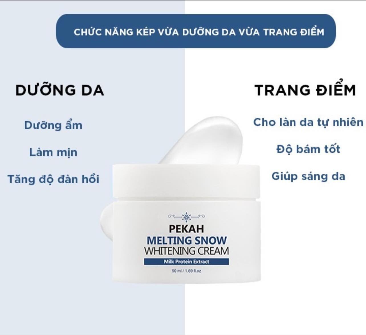 Kem Dưỡng Trắng Nâng Tone Da PEKAH Melting Snow Whitening Cream 50ml