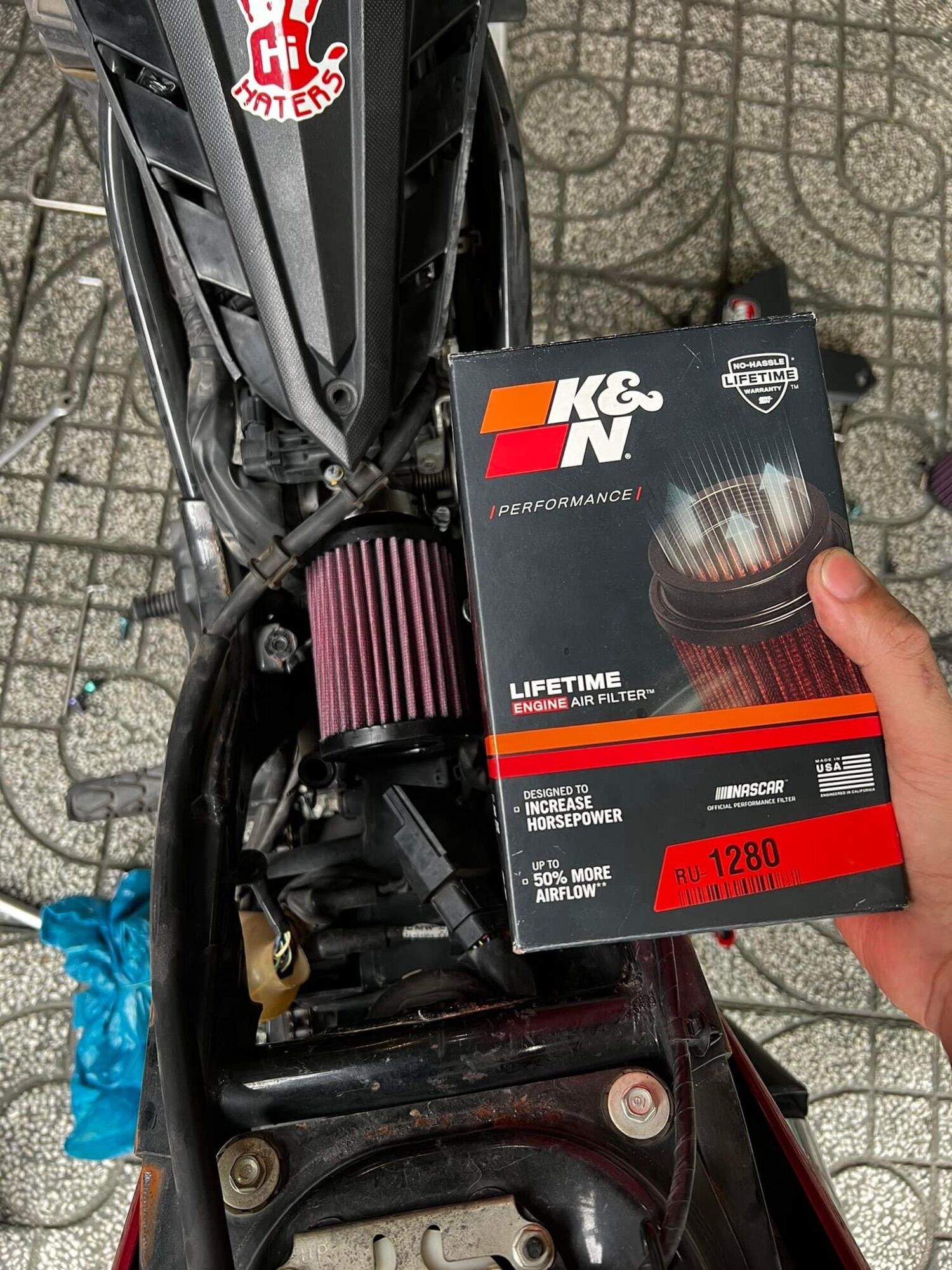 Lọc gió trụ k&n 1280 hàng chính hãng