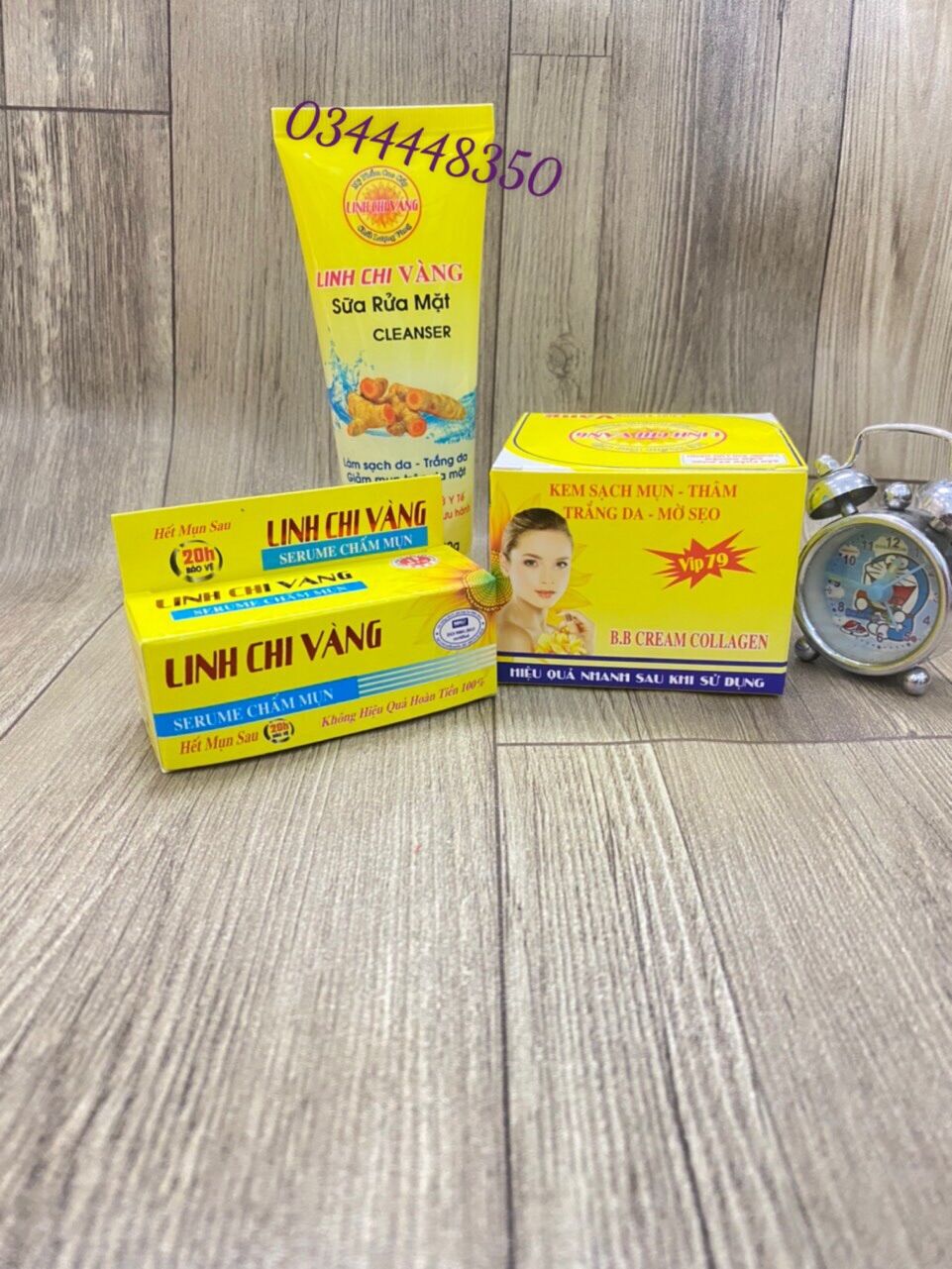 Combo kem sạch mụn linh chi vàng ( serum 10ml )