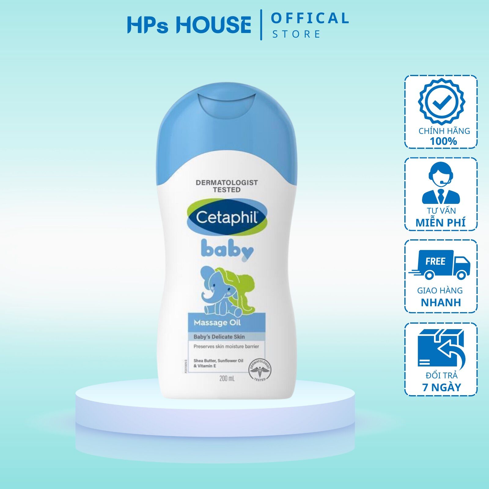 <Date: 11/2024> Dầu massage cho bé Cetaphil Baby Oil - 200ml (Mẫu mới)