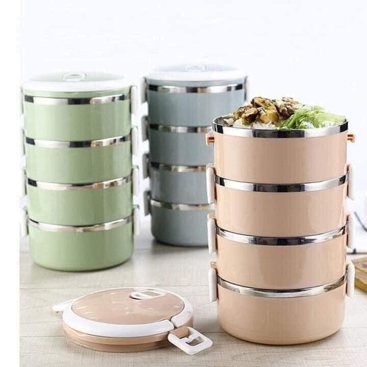 Cặp lồng lúa mạch giữ nhiệt 4 tầng ruột inox