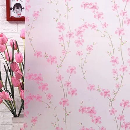 5M x90CM decal dán kính hoa đào trang trí làm mờ keo sẵn bóc dán