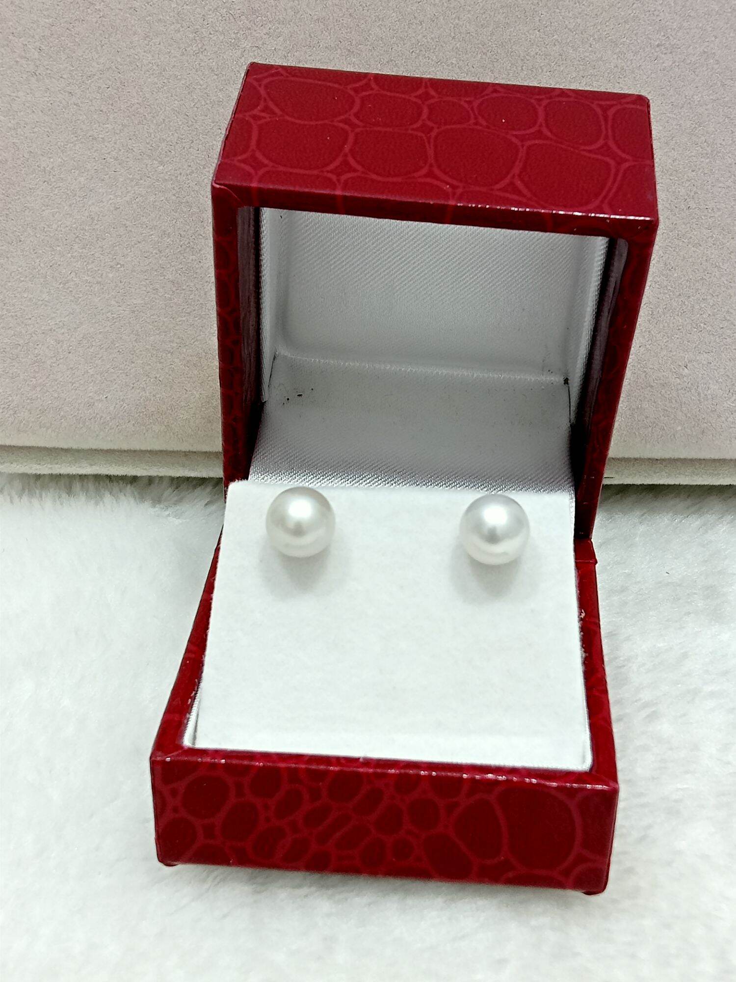 Bông tai nụ ngọc trai nuôi tự nhiên màu trắng 8,5mm