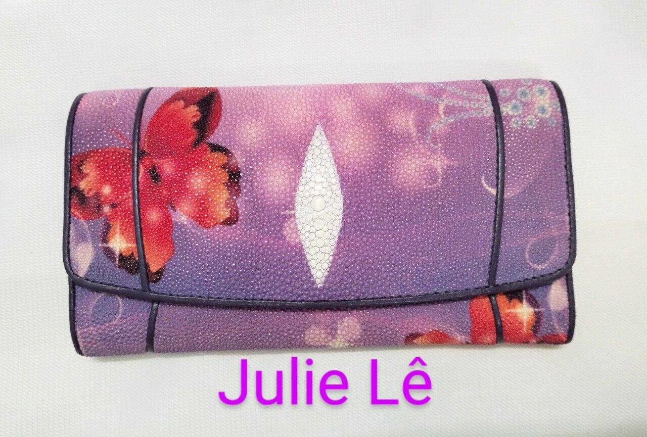 Ví cầm tay da cá đuối thật