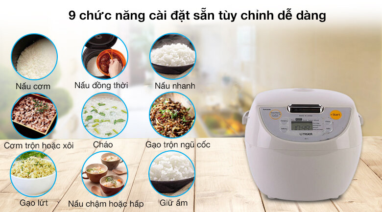 Nồi cơm điện tử Tiger 1 lít JBV-S10W _ Hàng_ chính hãng - Sản xuất Tại Nhật Bản