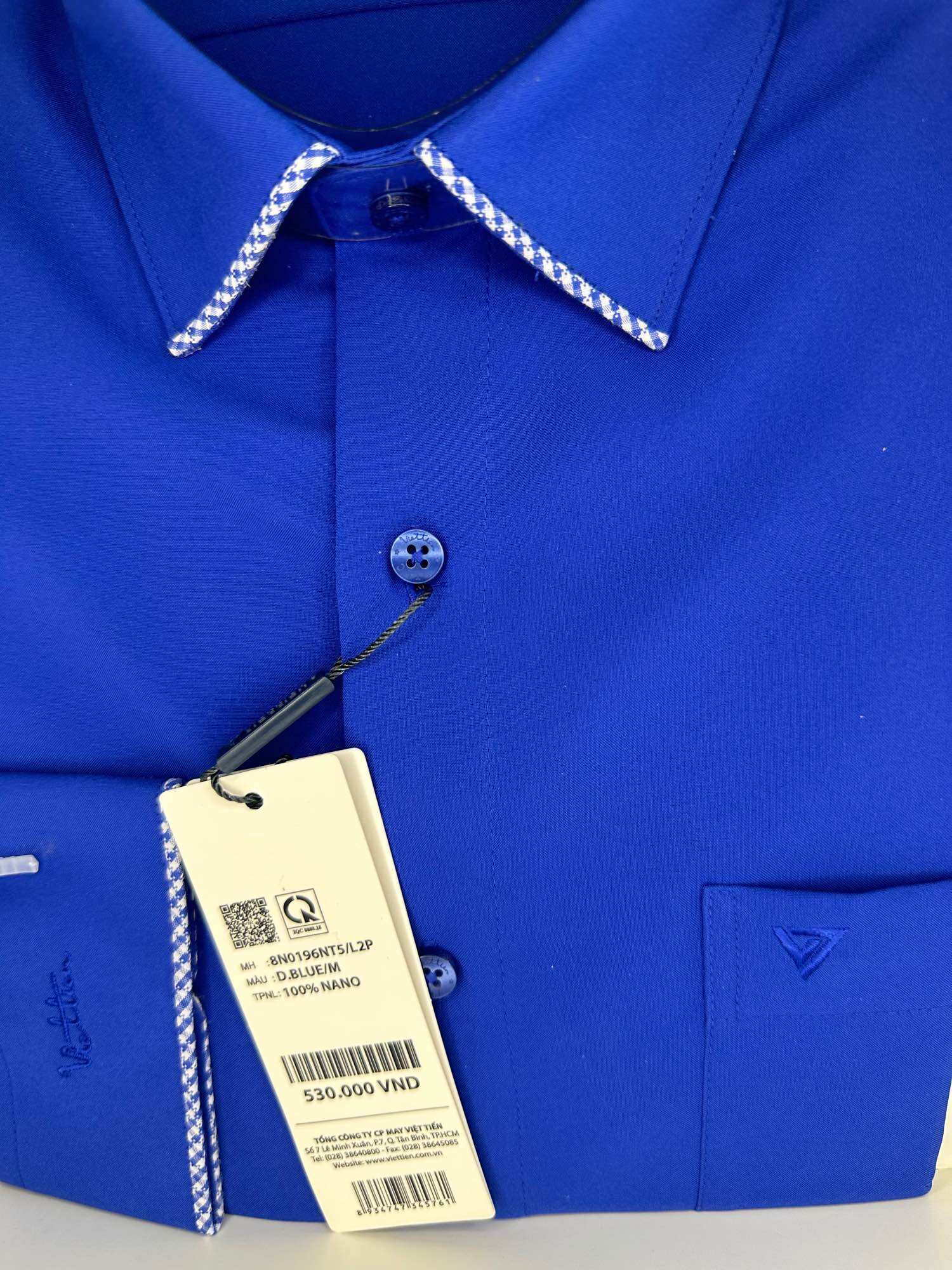 Áo sơ mi dài tay phom regular fit, không nút cổ
