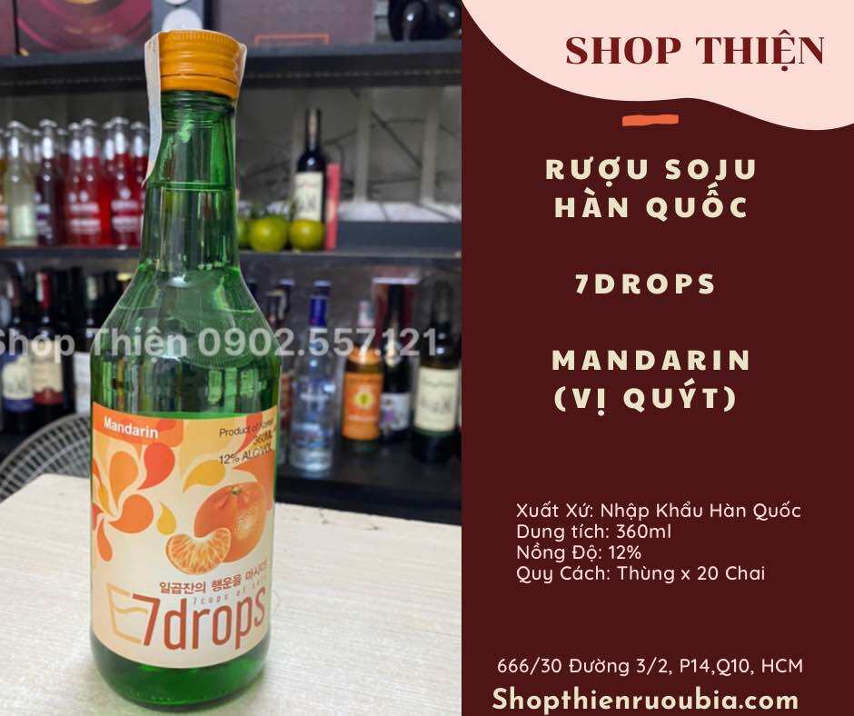 Soju Hàn Quốc 7DROPS 360ml-Vị Quýt