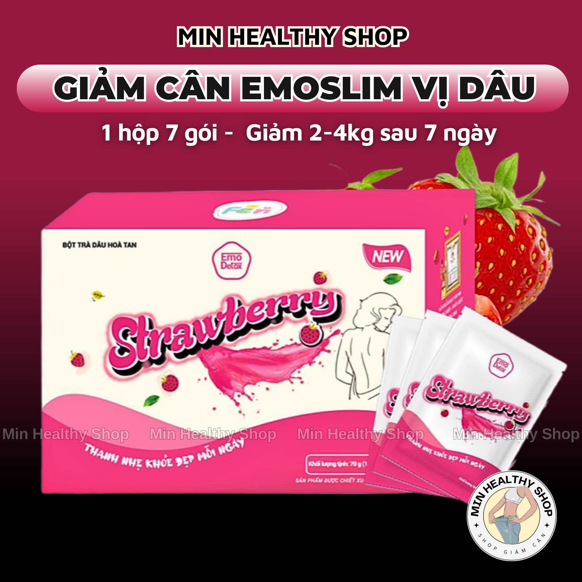 Emoslim detox Giảm cân EMOSLIM chính hãng Vị DÂU Giảm cân nhanh hiệu quả emoslim giam can