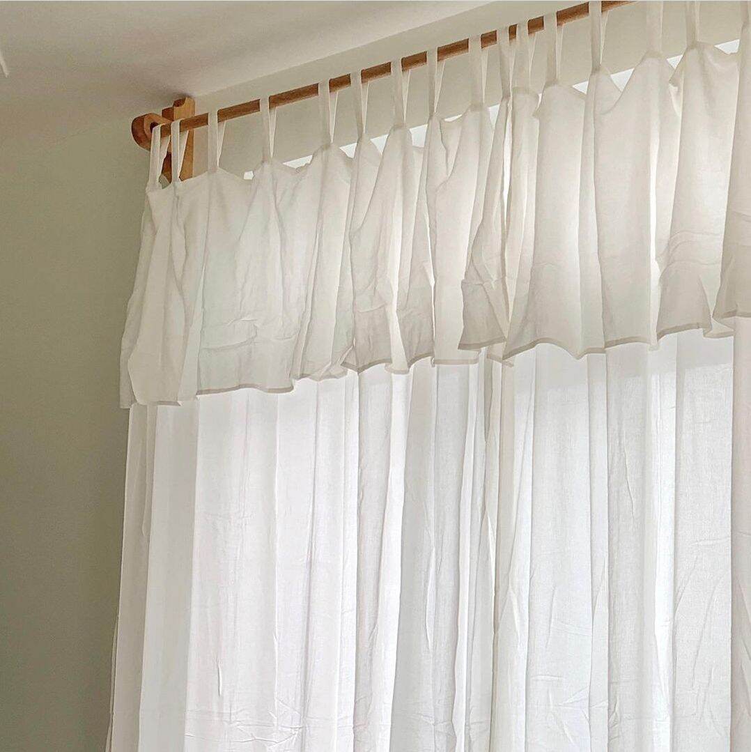 Rèm Cửa Vải Đũi Trắng Vintage - Không Bao Gồm Thanh Treo