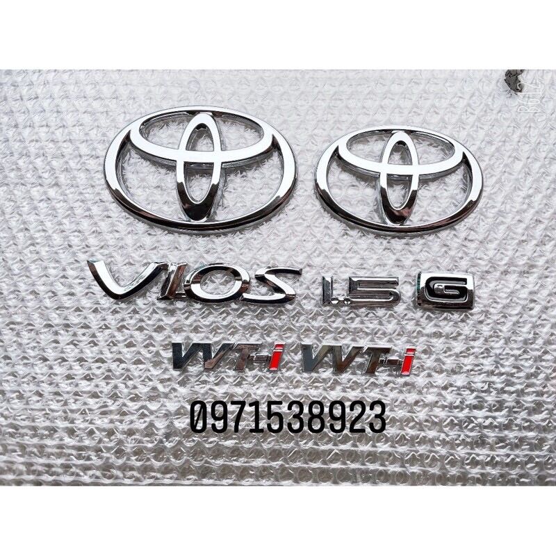 logo chữ nổi TOYOTA VIOS 1.5 G dán thân xe