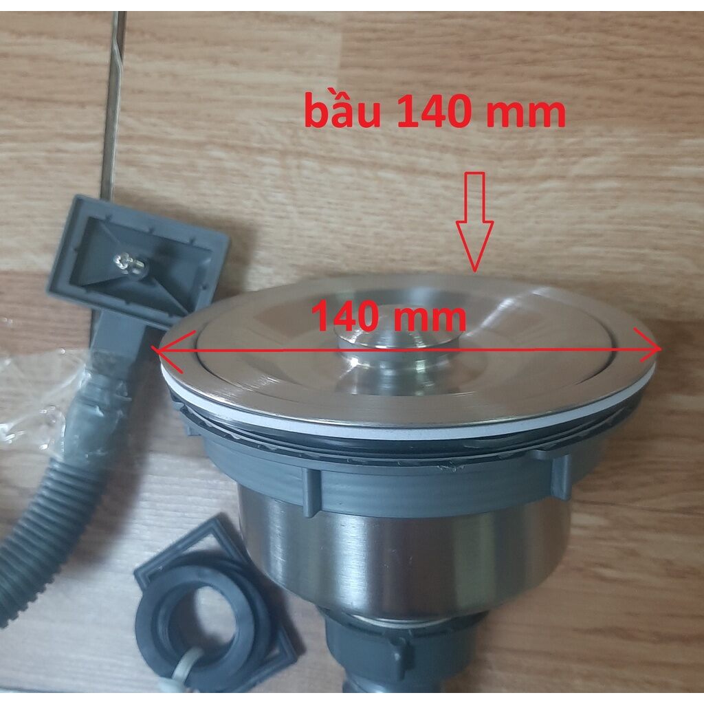 Quả xi phông inox thoát bồn rửa chén, bát phi 110 và phi 140.
