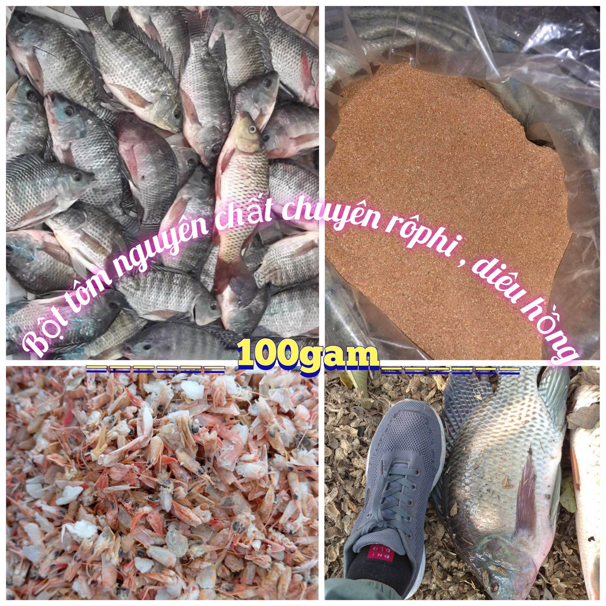 Bột tôm nguyên chất100% mồi câu cá rô phi, diêu hồng siêu nhạy