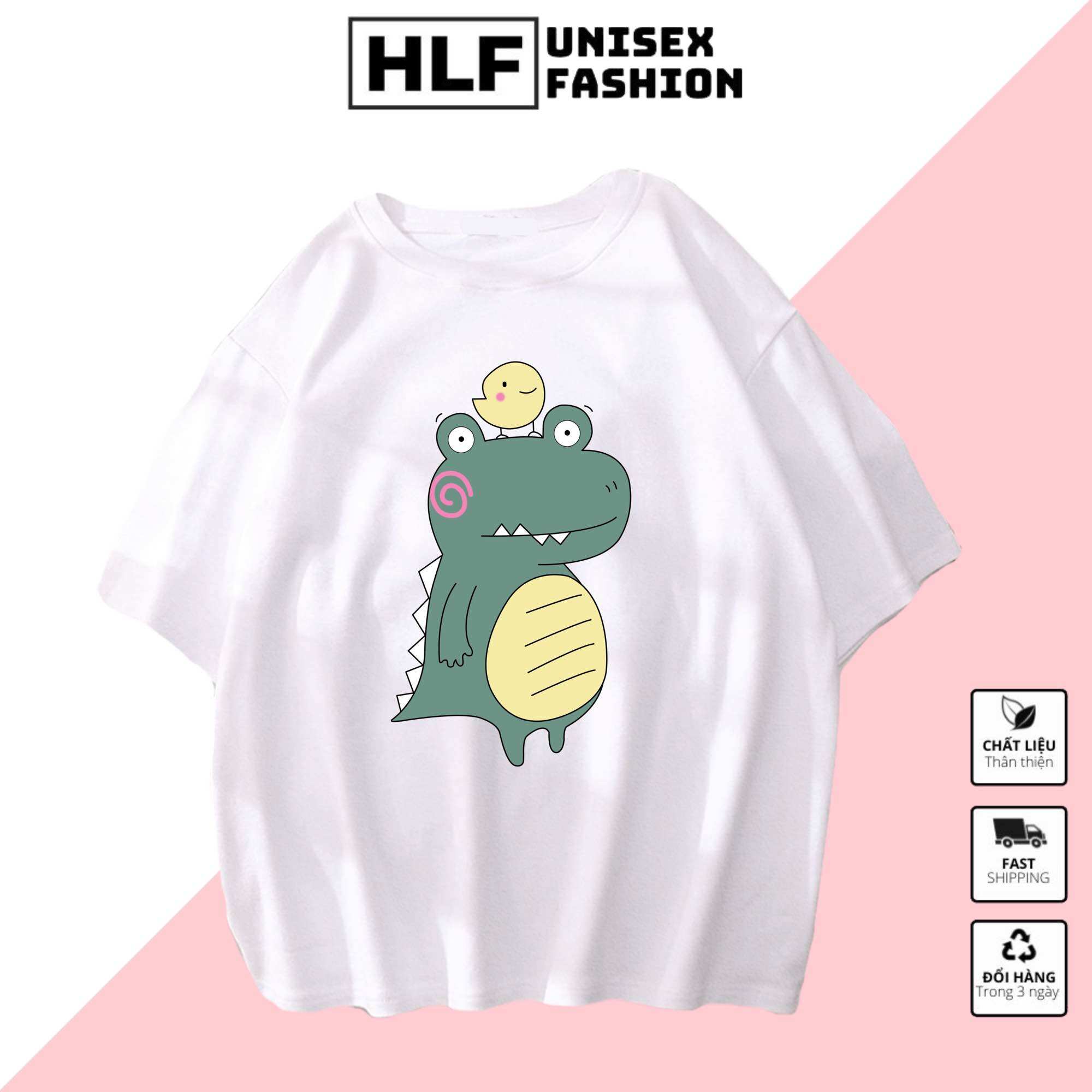 Áo phông nữ nam Unisex form rộng khủng long bụng bự, áo thun tay lỡ HLFashion