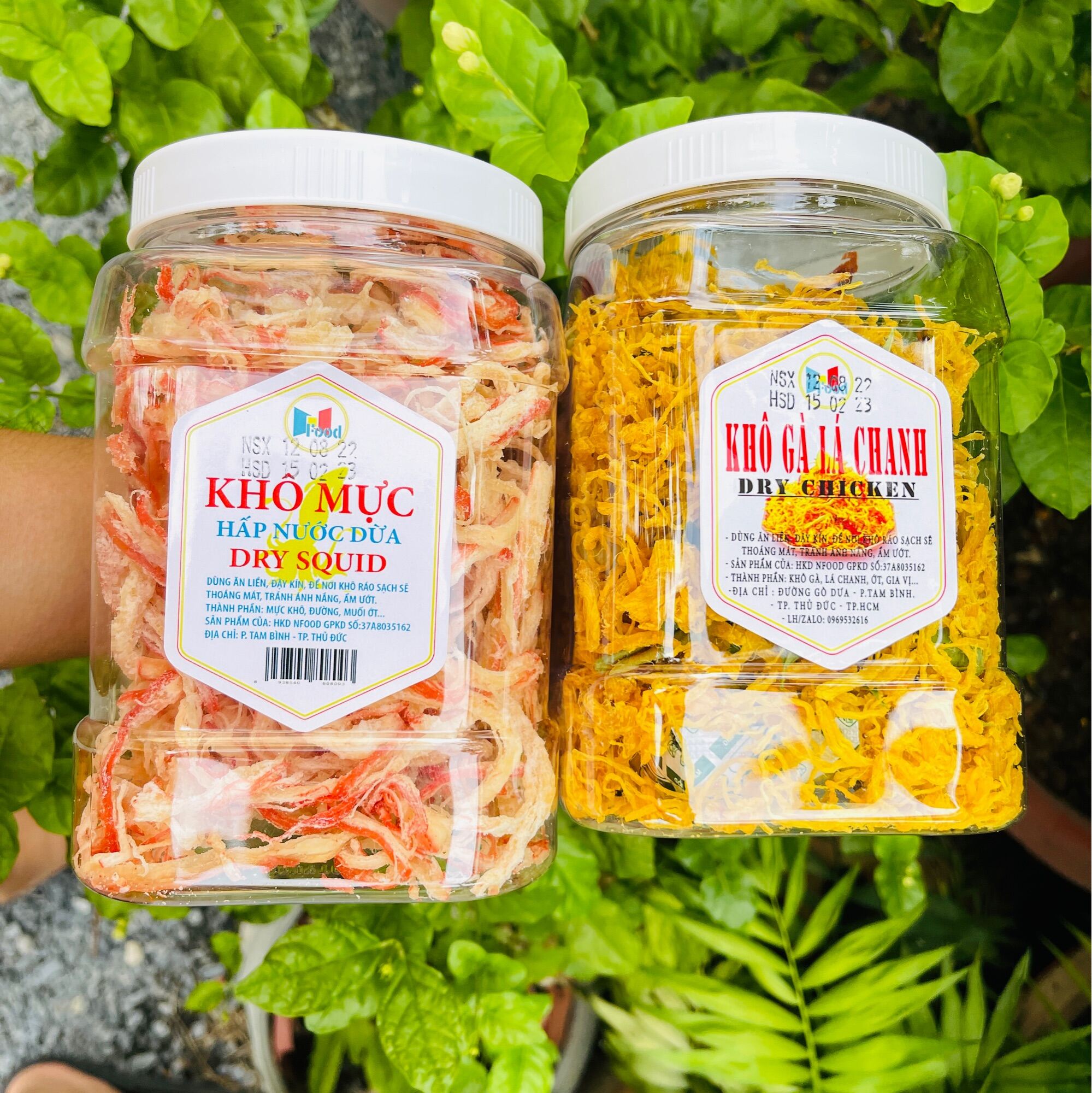 500G KHÔ MỰC HẤP NƯỚC DỪA XÉ SỢI + 500G KHÔ GÀ LÁ CHANH