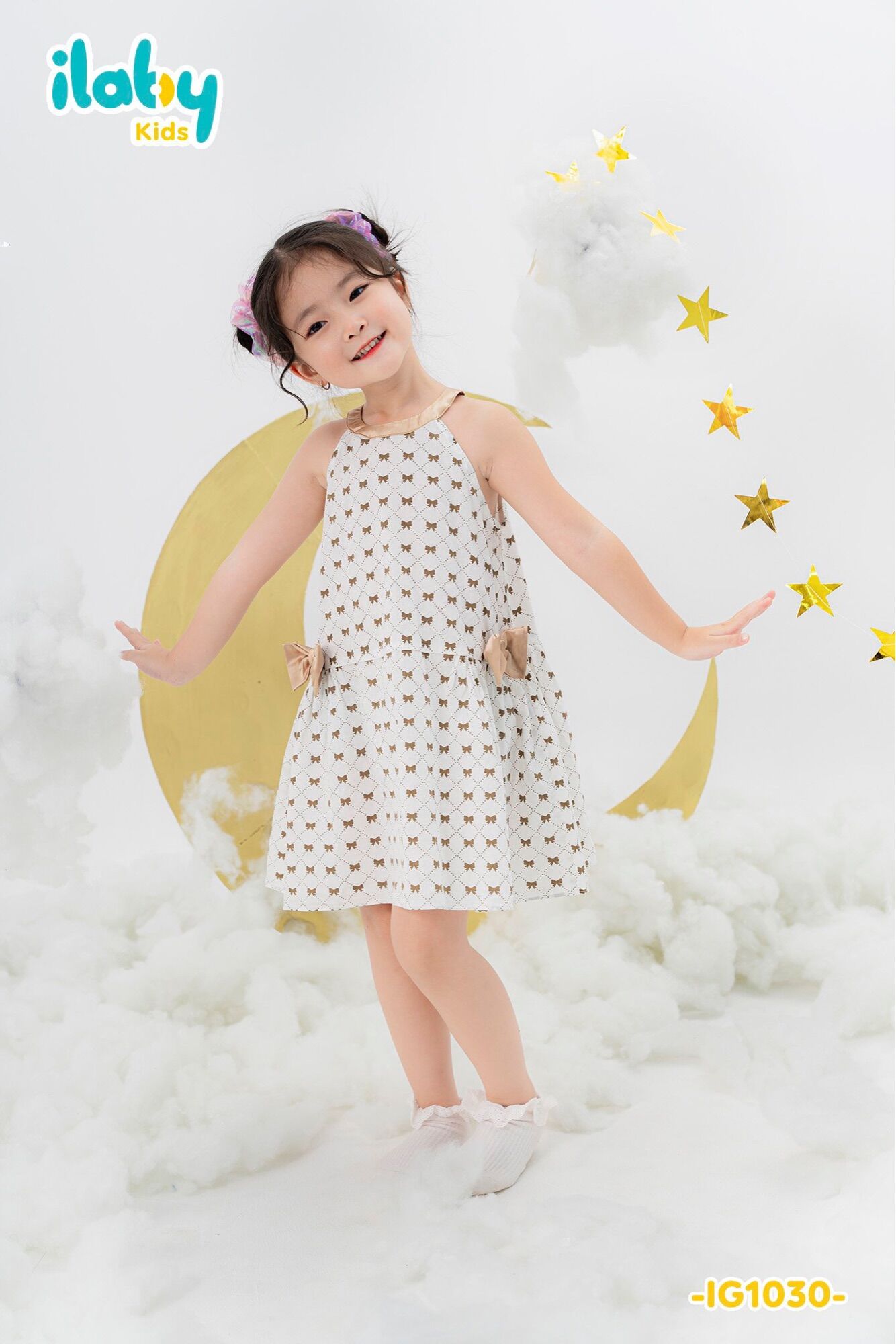 Váy cổ yếm nơ vàng ILaby