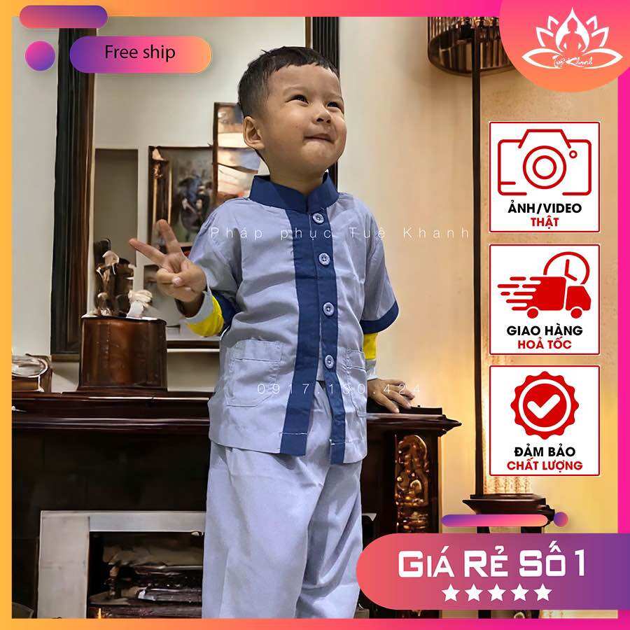 Đồ lam đi chùa cho bé trai # lãnh tụ phối bé trai # đồ bộ bé trai