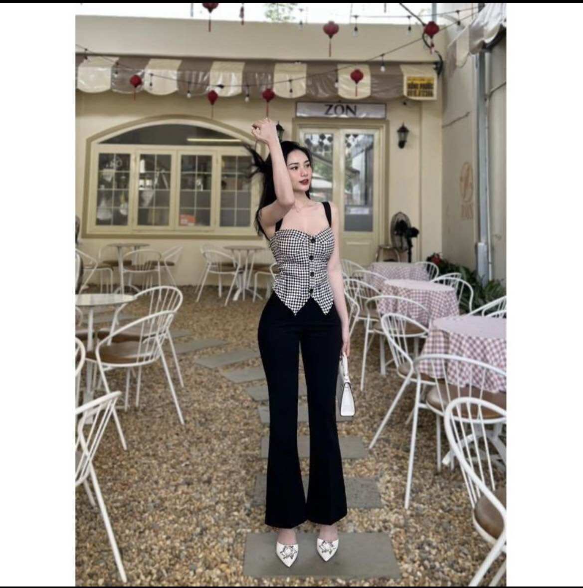 Áo 2 dây kẻ nút hotgril size S M L