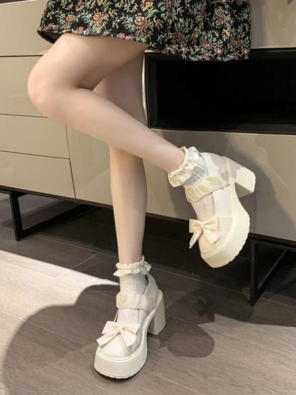 Giày Cao Gót Kiểu Pháp Ngọt Ngào Giày Cao Gót Mary Jane Đa Năng Phong Cách Lolita Giày Nữ Mùa Hè 2024 Giày Đế Cao Bằng Cao Su