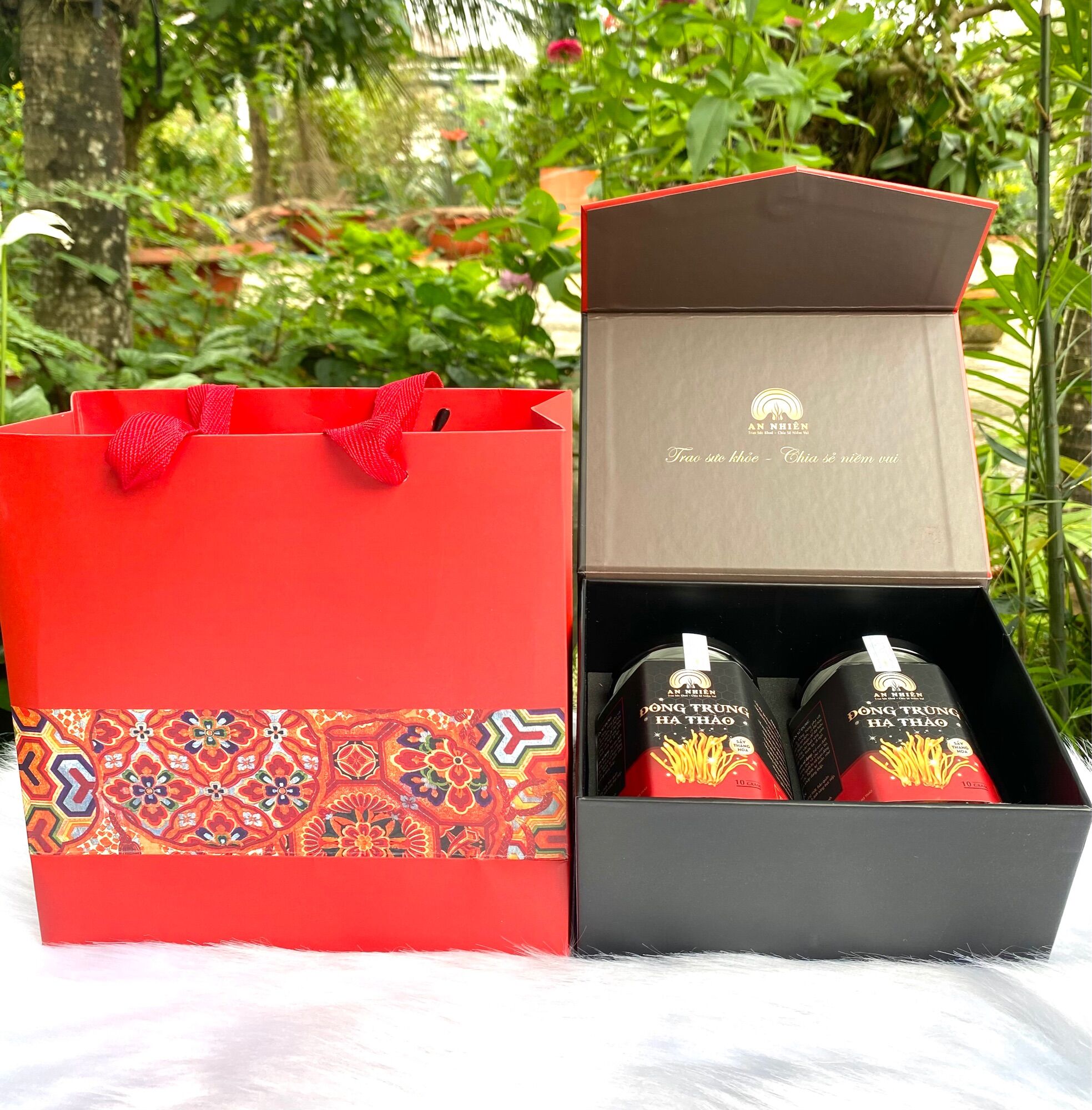 Set quà đông trùng hạ thảo khô 10g+280ml mật ong ngâm đông trùng