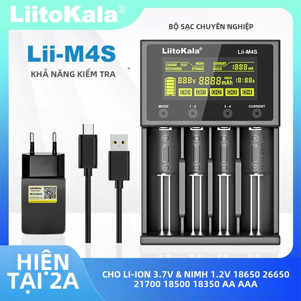 Liitokala LCD Lithium-Sạc Pin 3.7V 18650 18350 18500 21700 20700 14500 26650 AA NiMH Tương Thích Với Lii-M4S Lii-500 Lii-PD4 Lii-500S