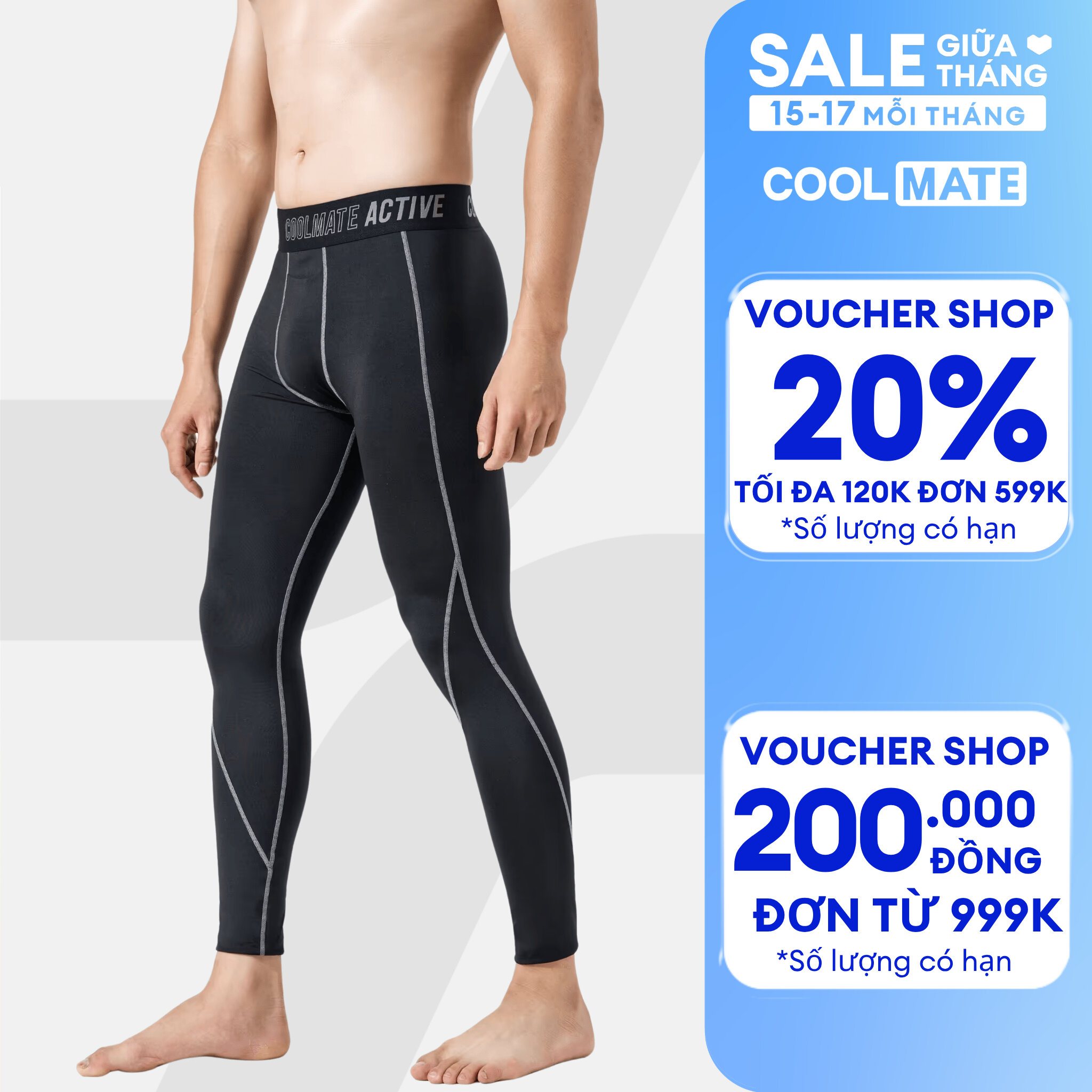 Quần giữ nhiệt thể thao nam Long Tights khe moi Mặc Trong co giãn, nhanh khô, thoáng khí, thấm hút tốt Coolmate
