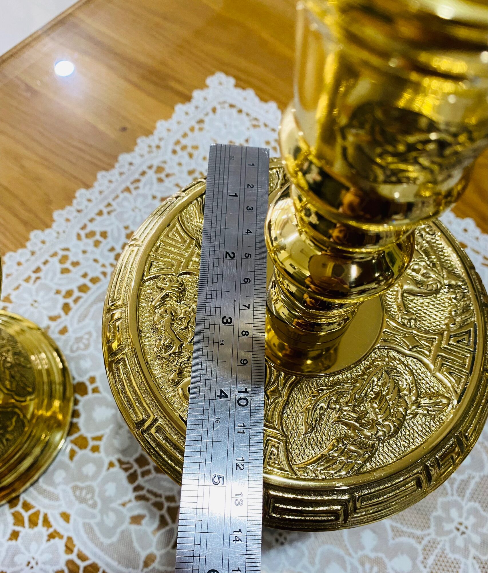 CẶP CHÂN ĐÈN BẰNG ĐỒNG CAO 28cm