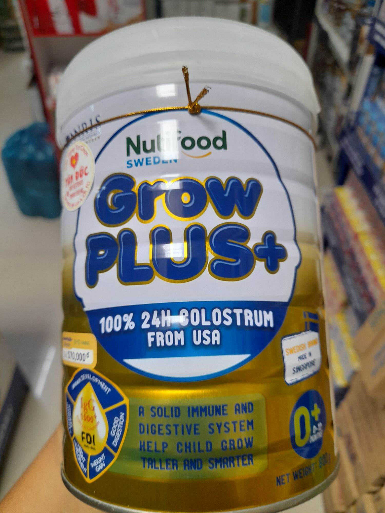 Sữa bột Nutifood Grow Plus vàng 800G bổ sung sữa non