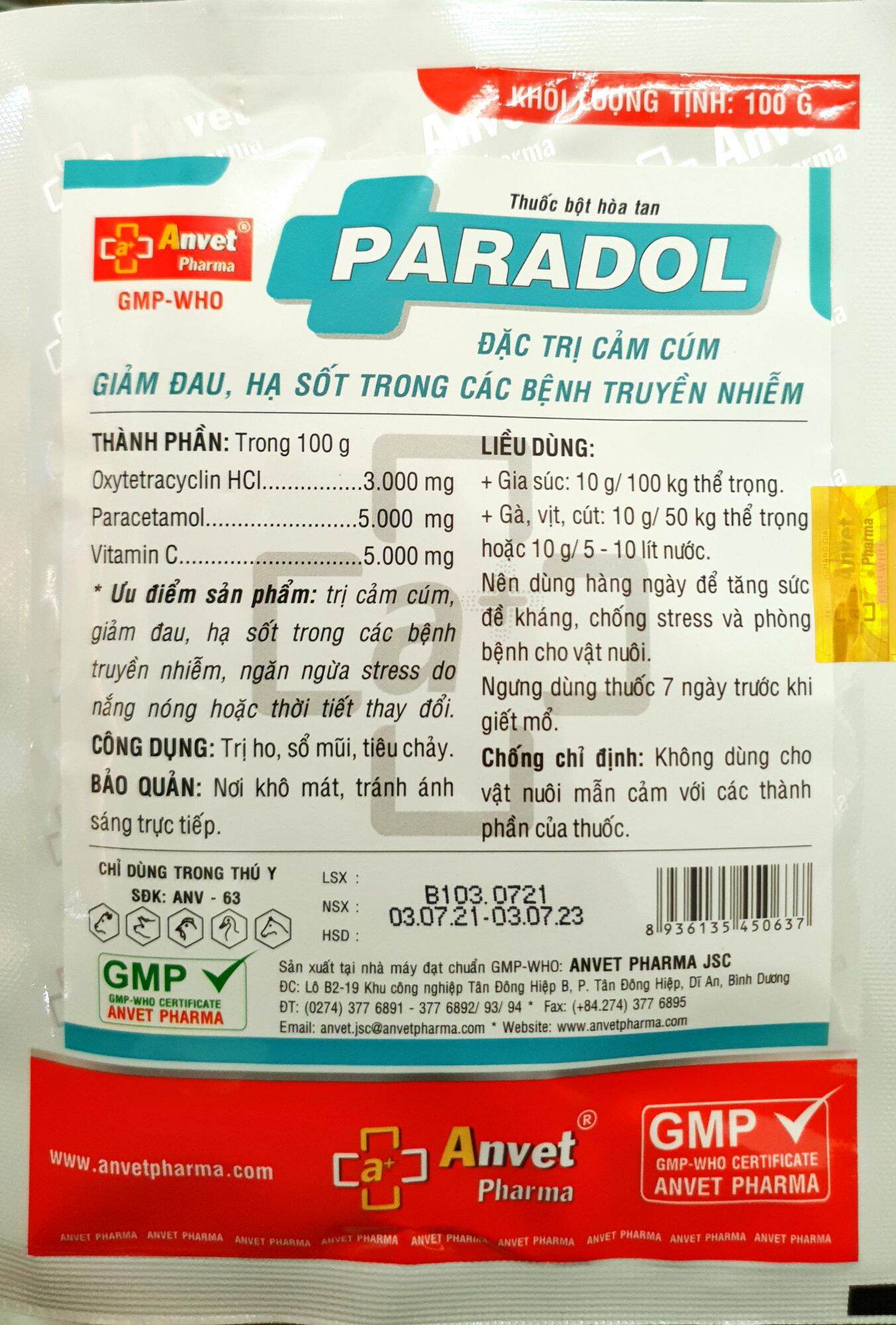 PARA C (100gr) - Đặc trị cảm cúm, giảm đau hạ sốt cho gà đá, vịt