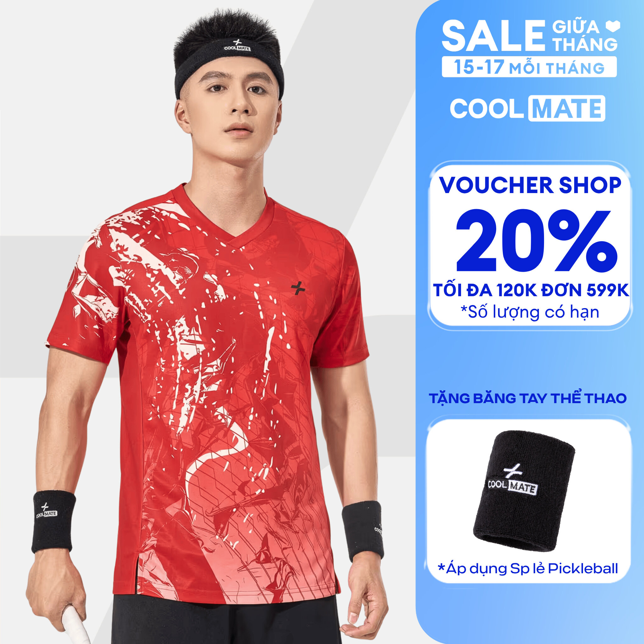 [TẶNG BĂNG TAY]Áo thun thể thao nam cầu lông, Pickleball IN Abstract Graphic thấm hút, nhanh khô, thoáng khi - Coolmate