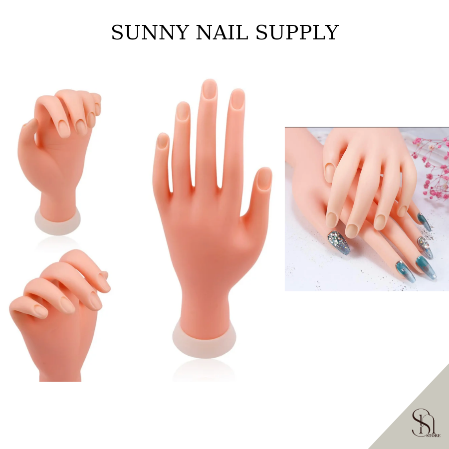 Bàn tay giả silicon tập làm nail - loại khớp dẻo linh hoạt
