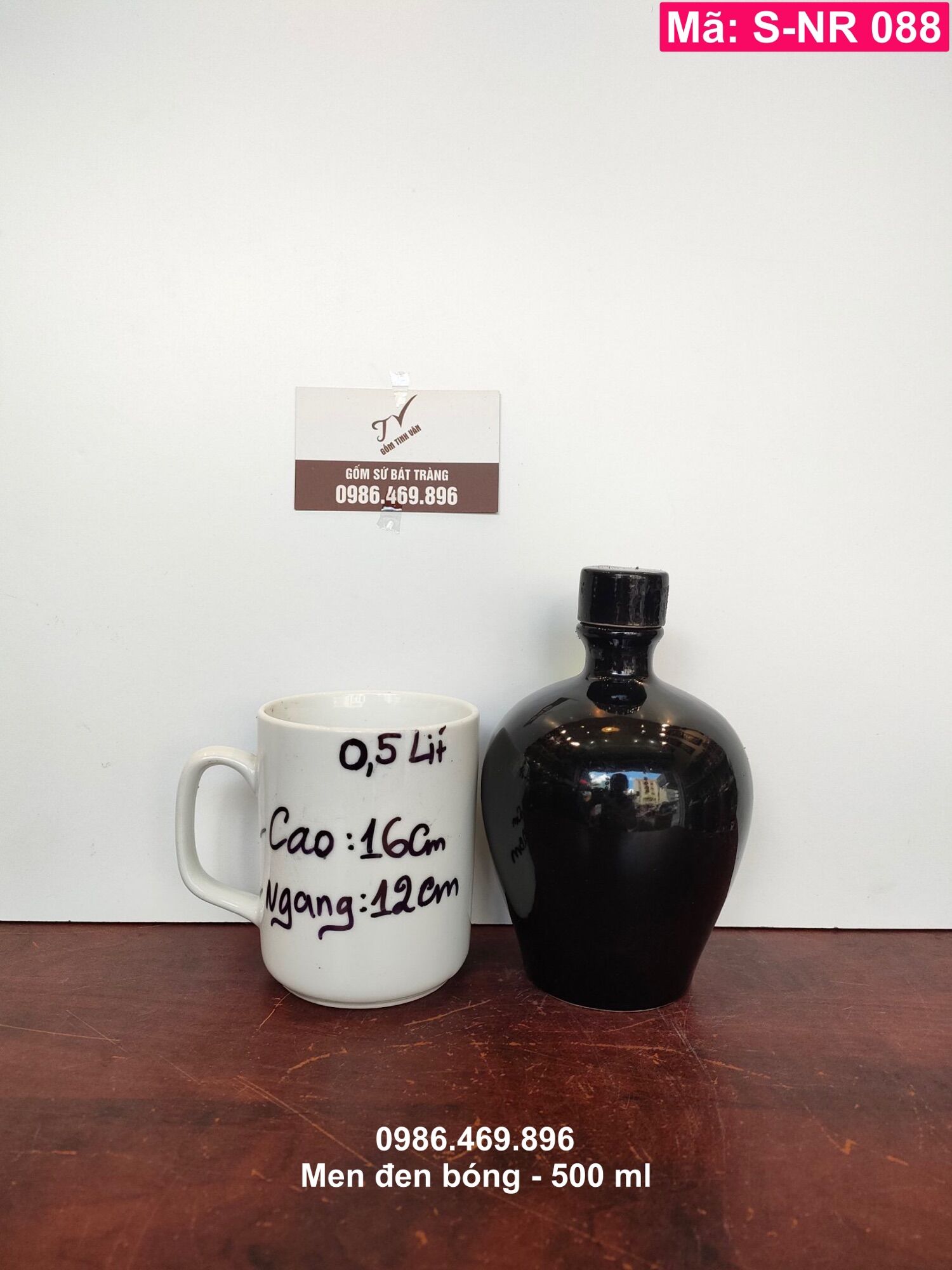 1 nậm rượu, mã s-nr088, hồ lô rượu, bình rượu, 500ml, 0.5 lit, men nâu, men xanh, gốm sứ bát tràng cao cấp