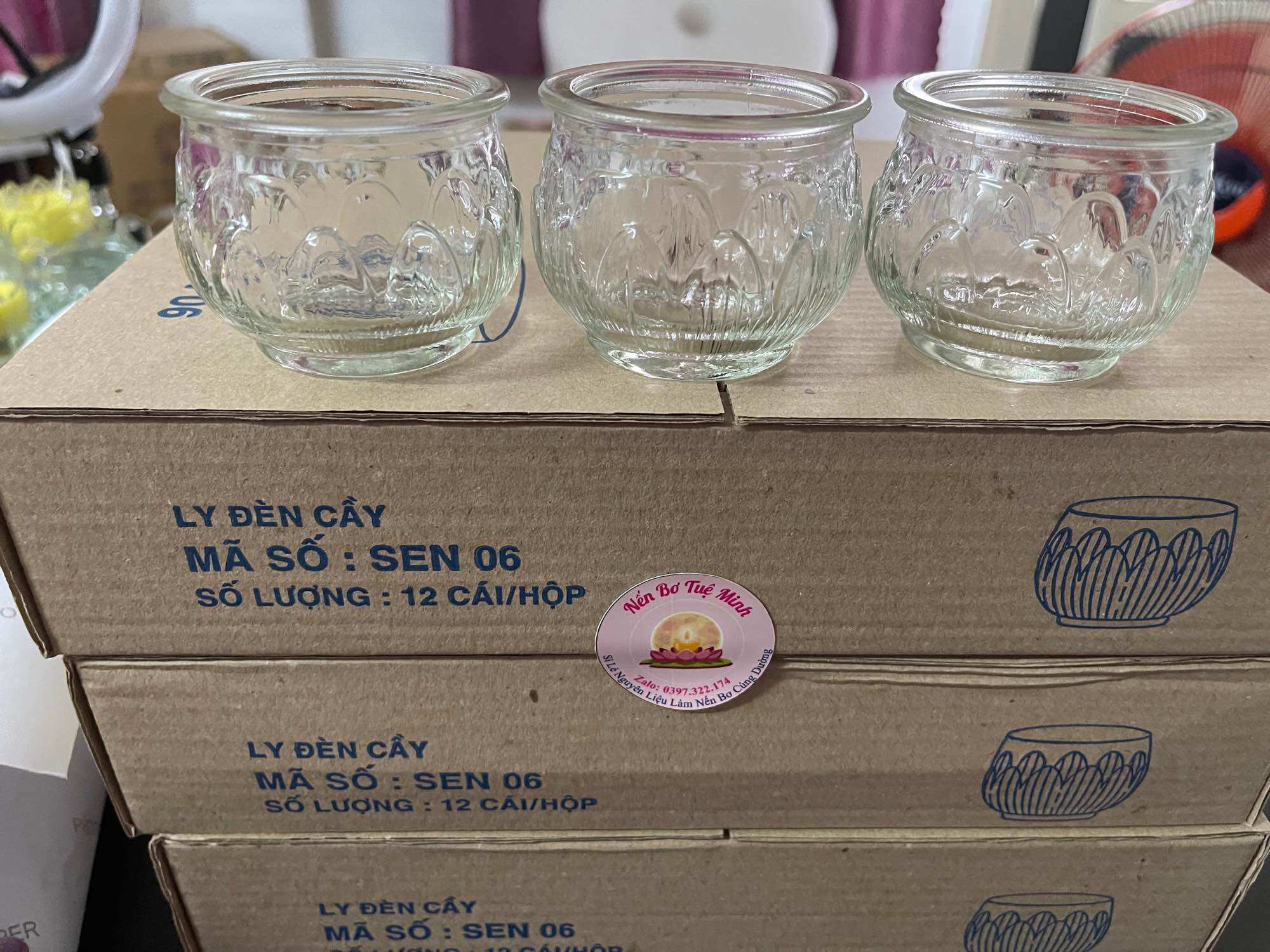 Hộp12 ly, cốc làm nến. ly hoa sen 85ml