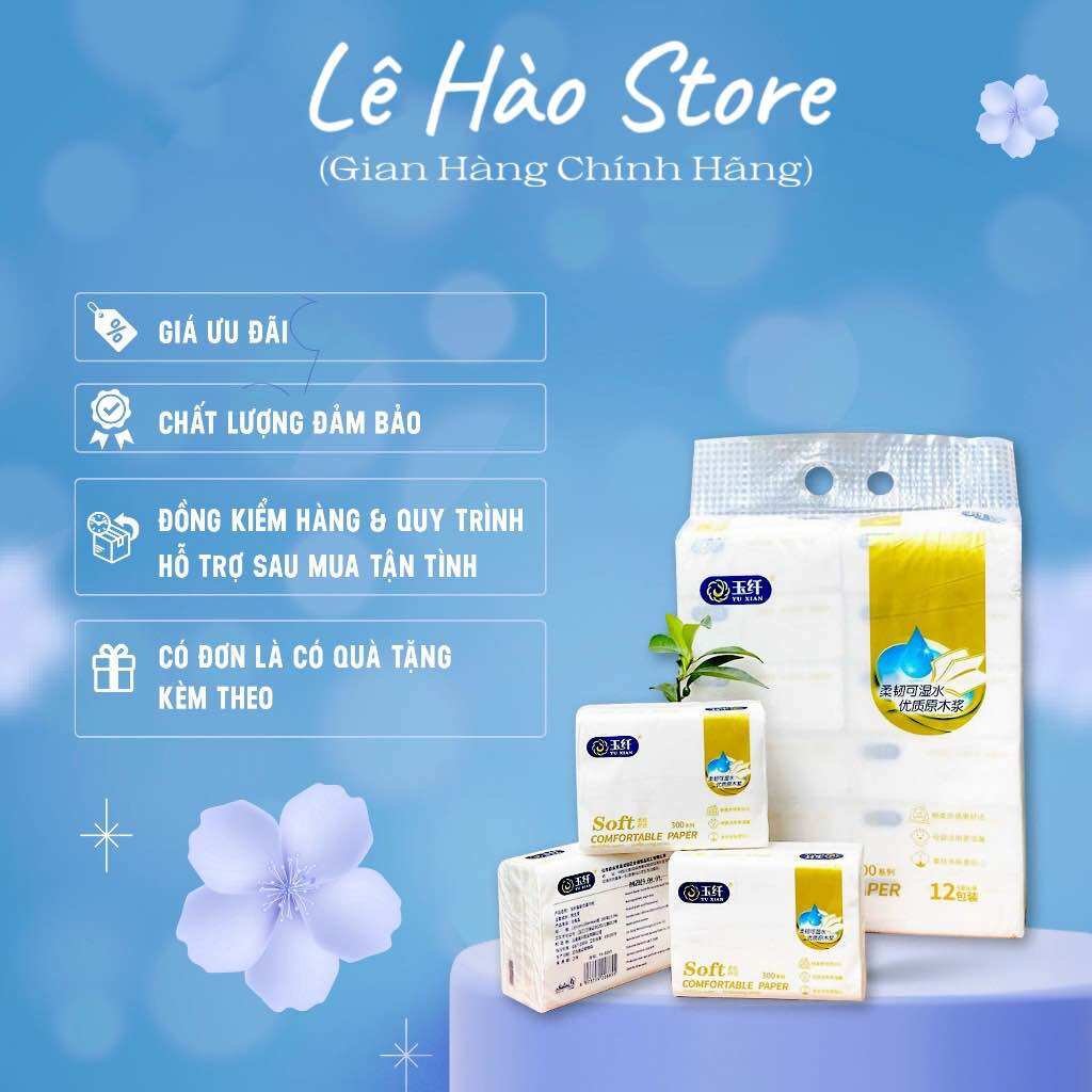Bịch 12 gói giấy ăn Soft ( 3000tờ giấy màu trắng) mềm mịn