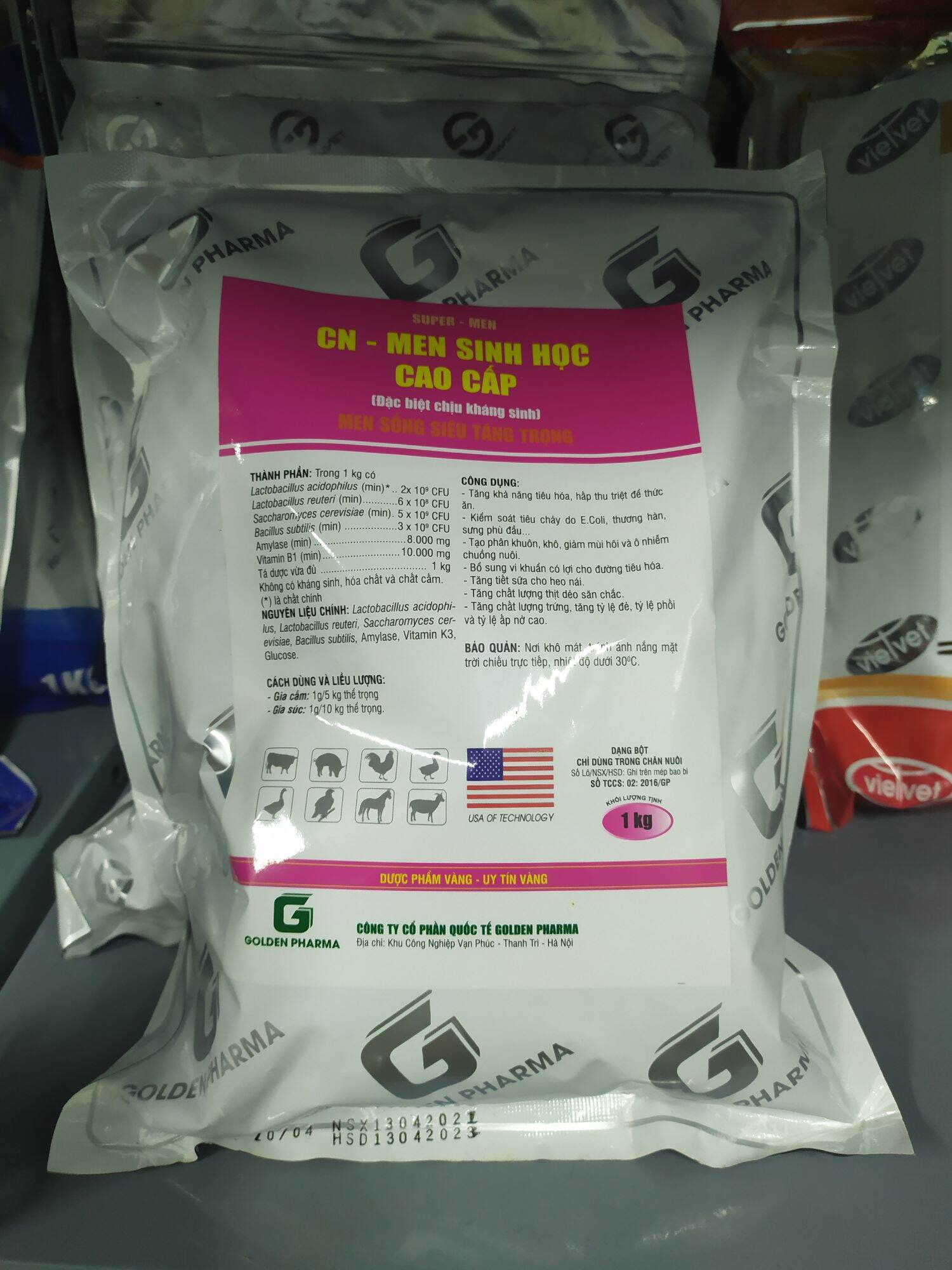 Men sống chịu kháng sinh, tăng trọng vật nuôi Men-CN 1kg