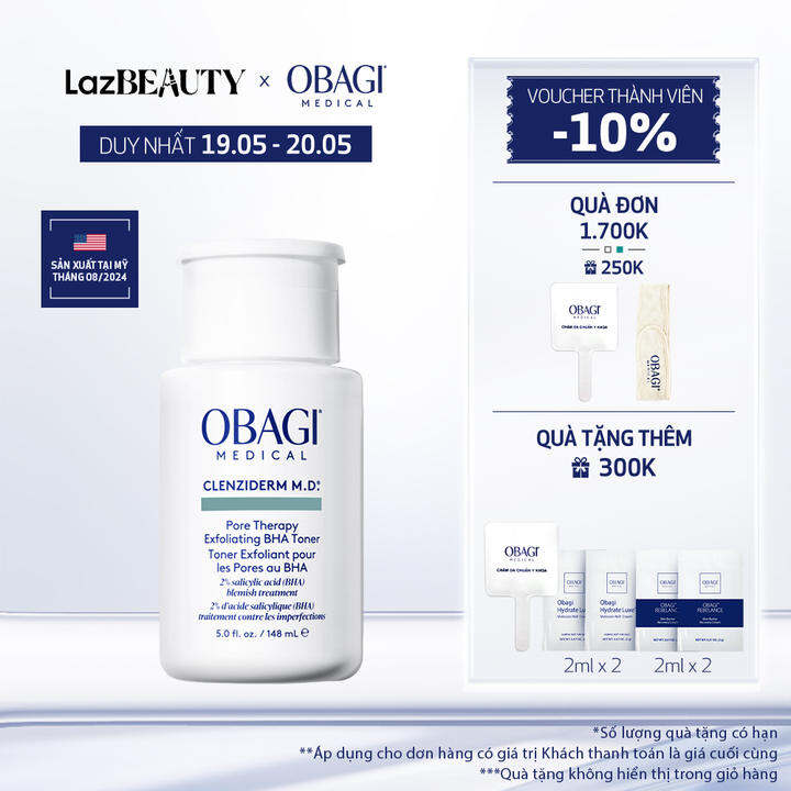 Toner BHA làm sạch mụn và tẩy tế bào chết Obagi Medical Clenziderm M.D. Pore Therapy Exfoliating BHA 148ml