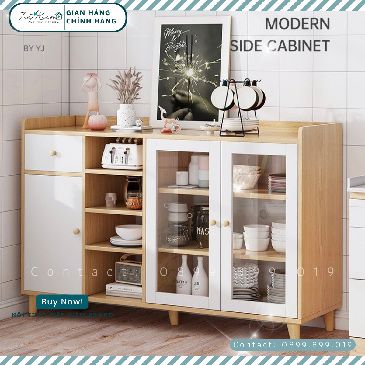 Tủ bếp gỗ để lò vi sóng 1m2 B789