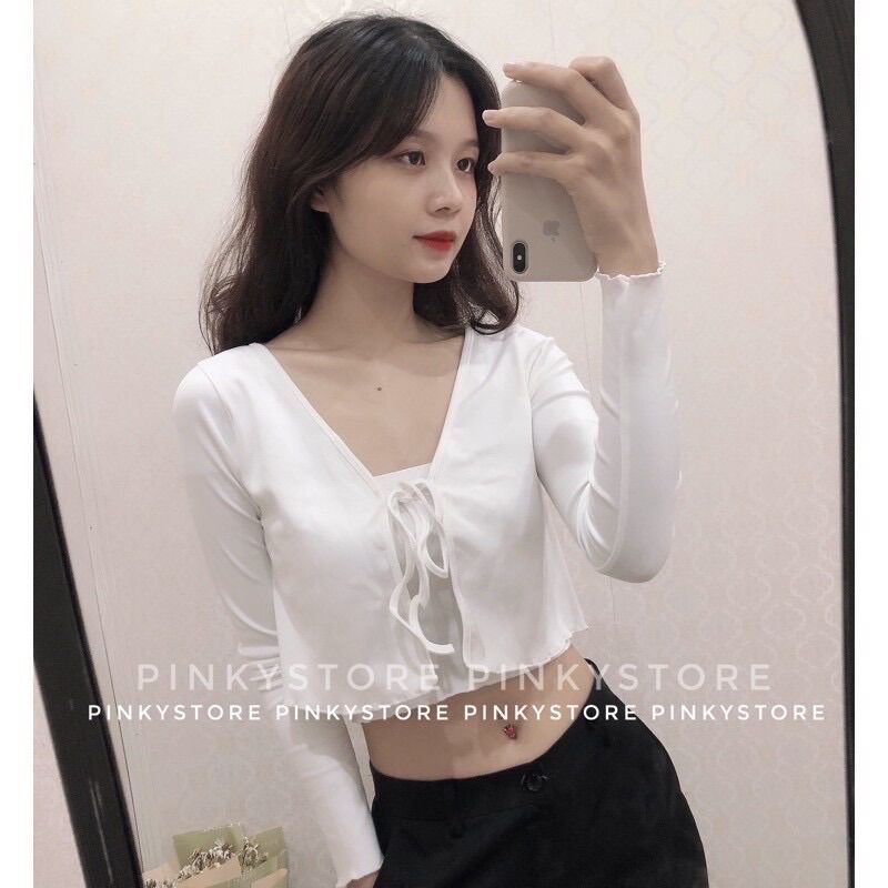 Set áo khoác gân cột dây + 2 dây trơn