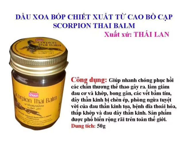 Dầu cù là con bò cạp scorpion thai balm banna thái lan 50g