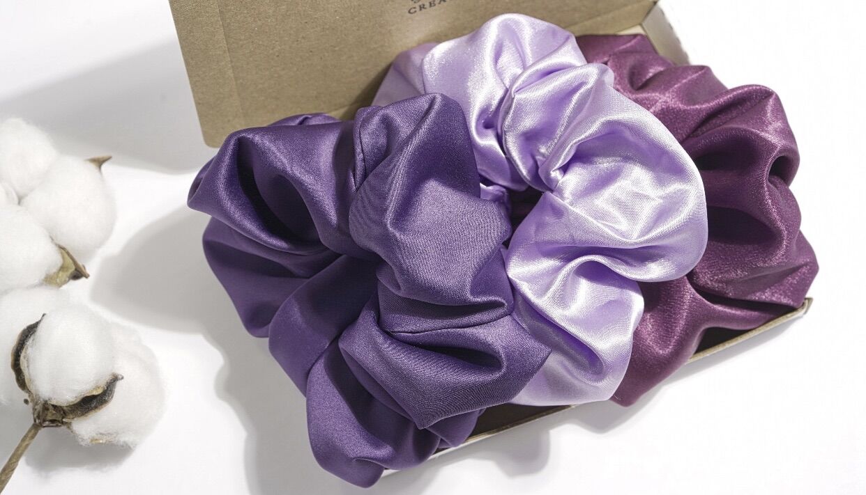 Dây cột tóc Scrunchies phi bóng lụa cao cấp loại to
