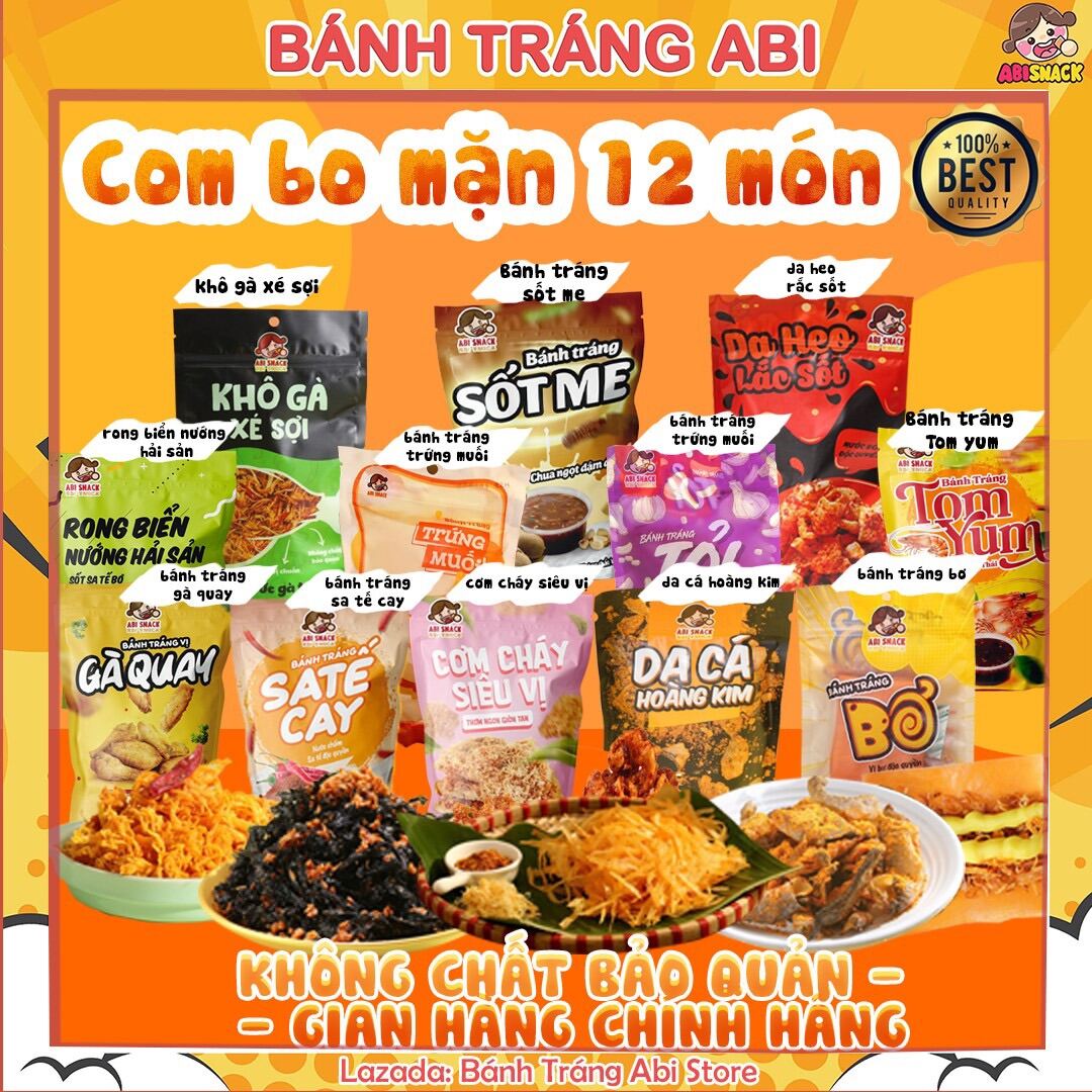 Combo 12 Món Mặn Bánh Tráng Abi Food-Abi Snack-Tặng Quà