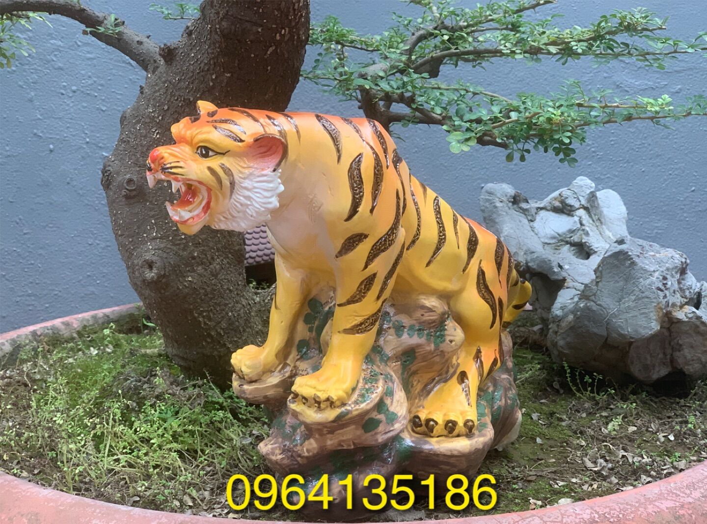 Tượng hổ tiểu cảnh h26cm gốm sứ Bát Tràng
