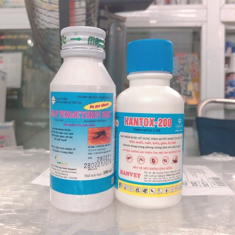 Bộ đôi diệt bọ chét : Map permethrin 100ml + hantox 100ml