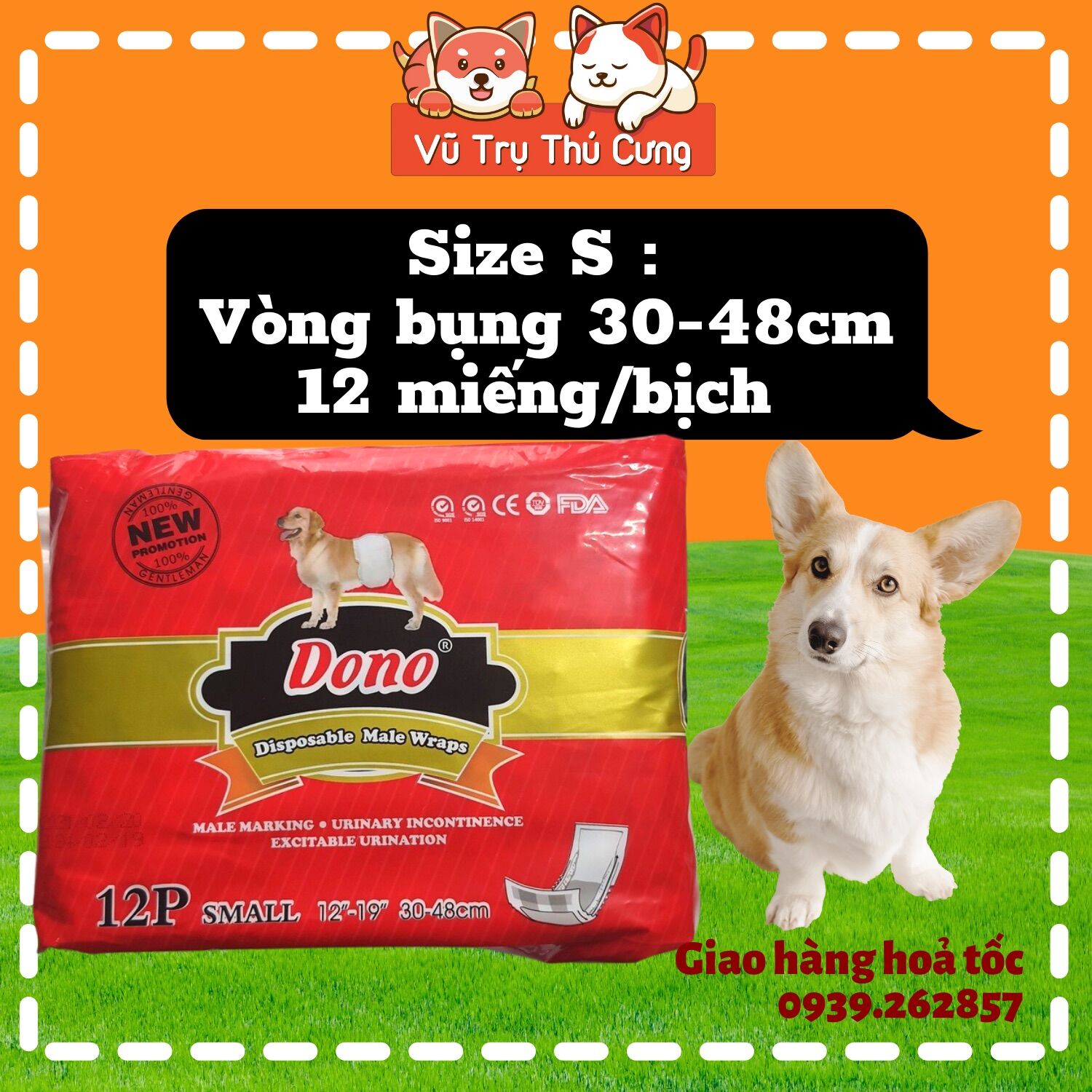 Tã bỉm cho Chó đực Dono nhiều size, thấm hút nhanh, thoáng khí