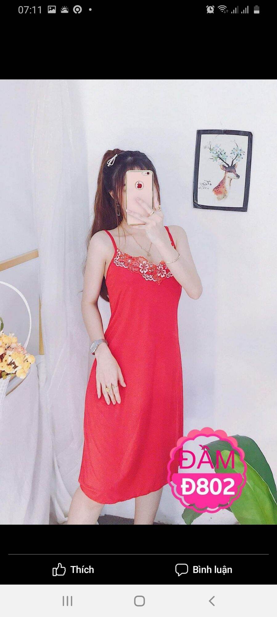 Lace Elastic Two-Strap Nightgown A76