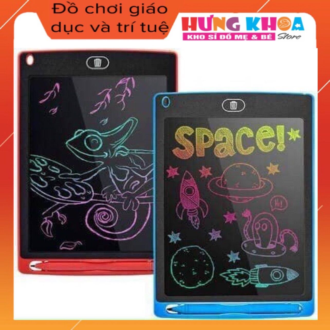 Bảng vẽ, viết tự xóa lcd 8.5 inch đa sắc, bảng vẽ điện tử thông minh