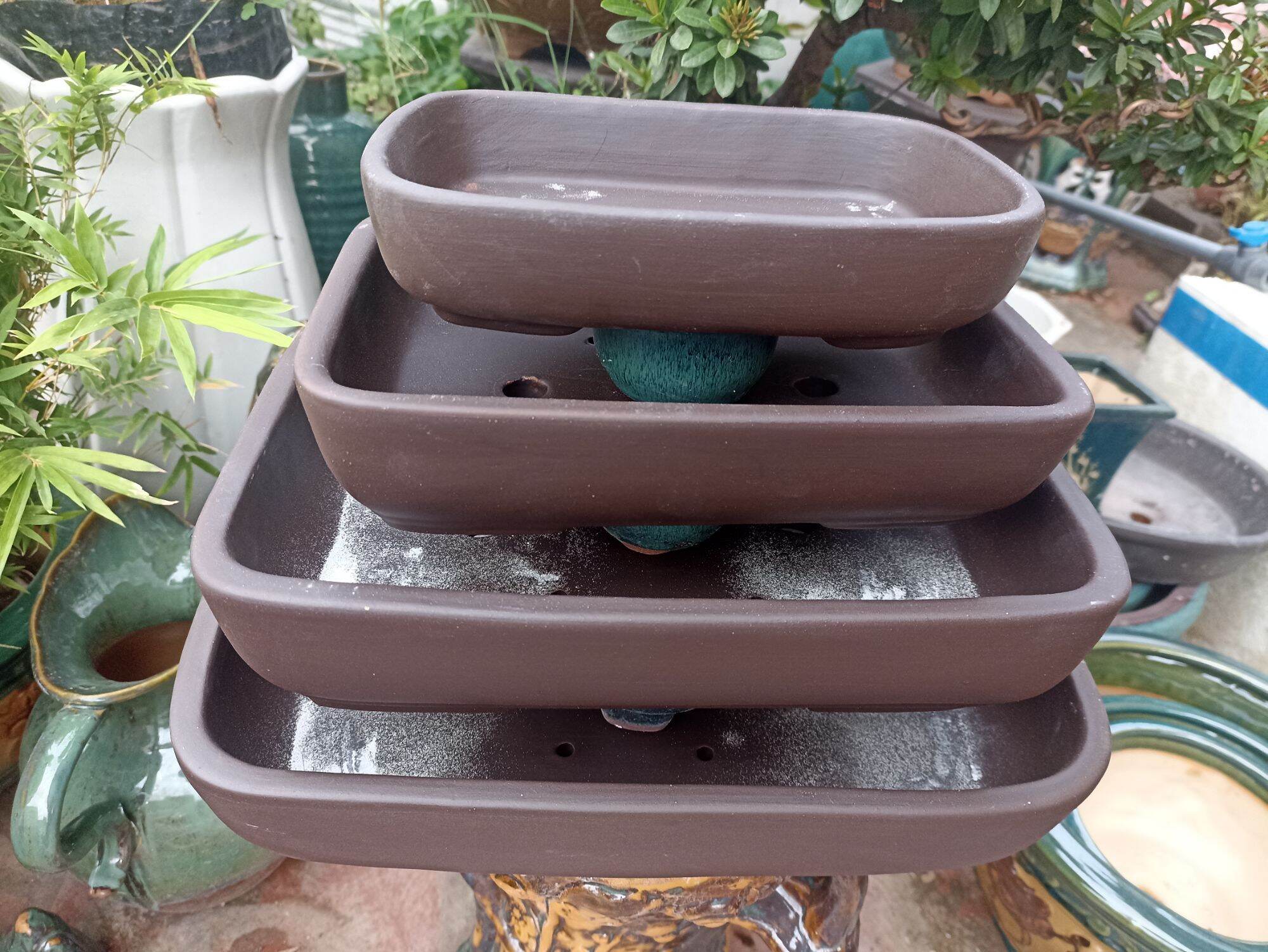 bộ 4 chậu chữ nhật cao cấp dáng cổ