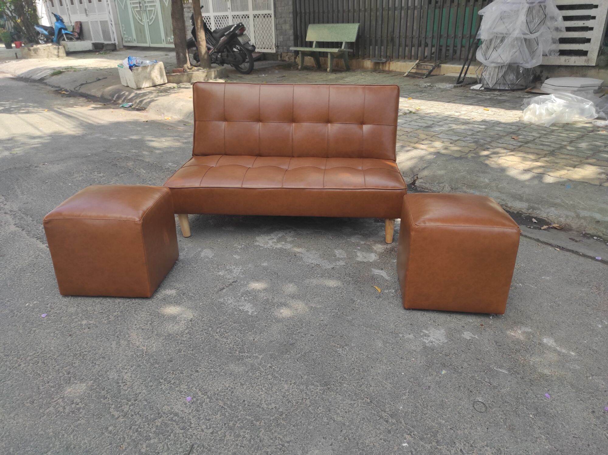 GHẾ SOFA  BED NỆM CHẤT LIỆU DA SIZE 1M2 BẬT LƯNG NẰM