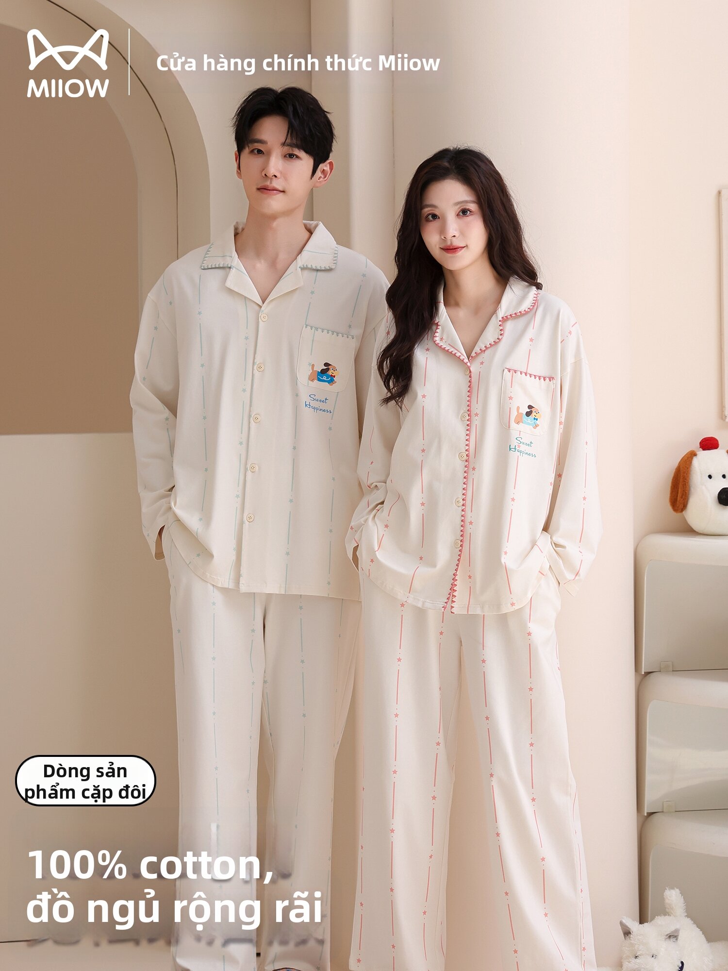 MiiOW | Cotton Cartoon Casual Sleepwear Sets Giá 692,000 Đồng*Miễn phí vận chuyển
