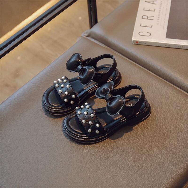 Sandal chần trám đính ngọc cho bé gái- dép quai hậu có quai cho bé đi học đi chơi