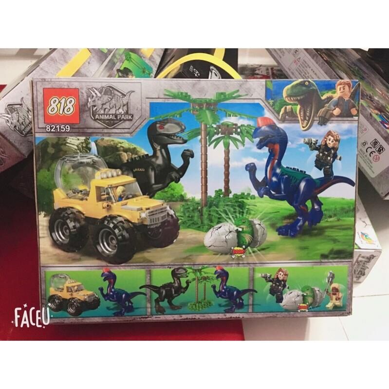 Lego lắp ráp xếp hinh mô hình công viên khủng long hoang dã 390 khối.